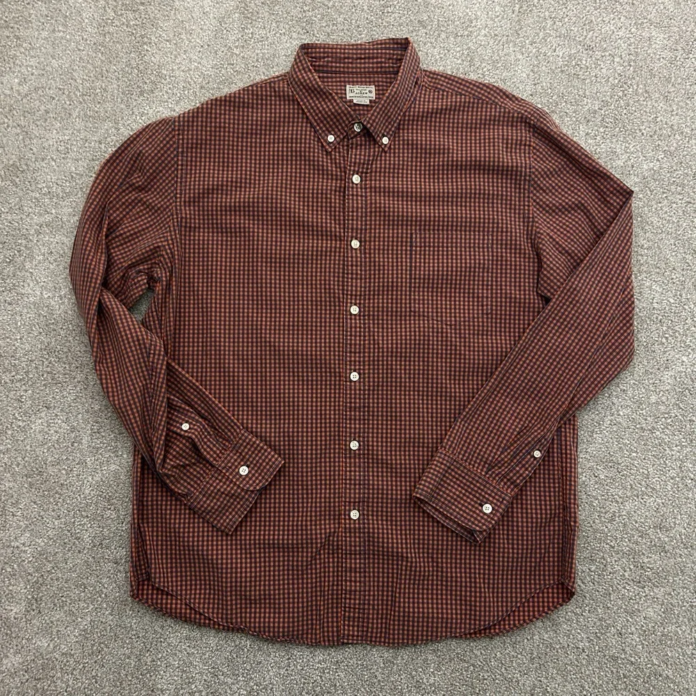 J Crew Adult Men's Size XL Check Long‎ Sleeve Button Front Shirt